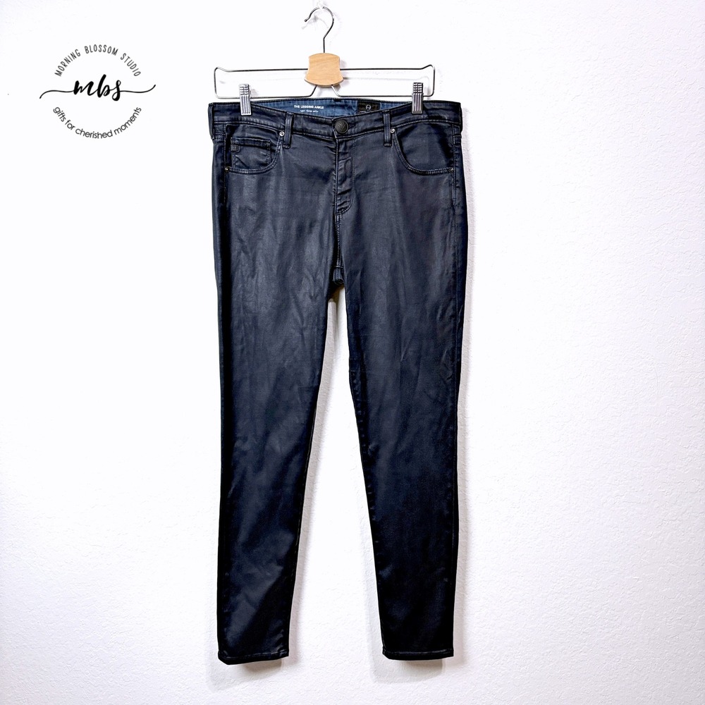 AG The Legging Ankle Sateen Coated Skinny Jeans Minimalist Black Women 32